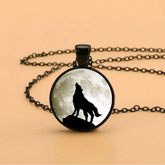 Other - 🐺Host Pick🐺 Glow in the Dark round wolf charm necklace. New.